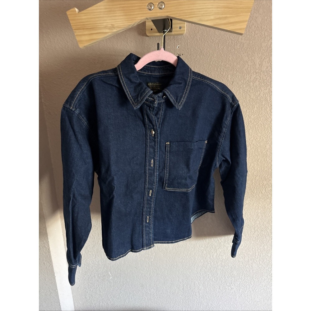 Bold Elements Women's Petites Denim Button Up Top. Sz. PM